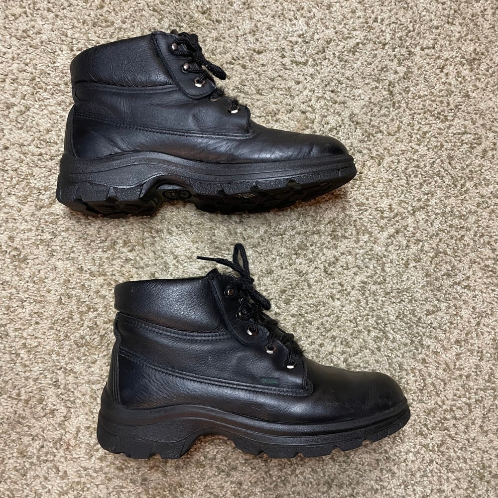 Y2K Thorogood Vintage Black Leather Chunky Boots USA Goth Grunge Whimsigoth 8